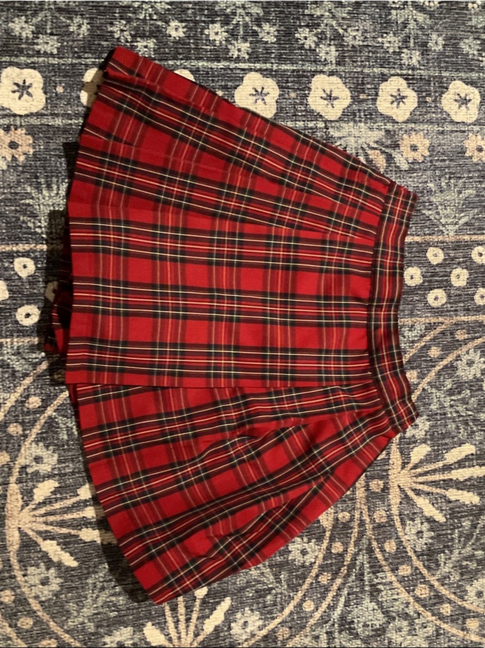 Uniqlo Red Plaid Pleated Skort